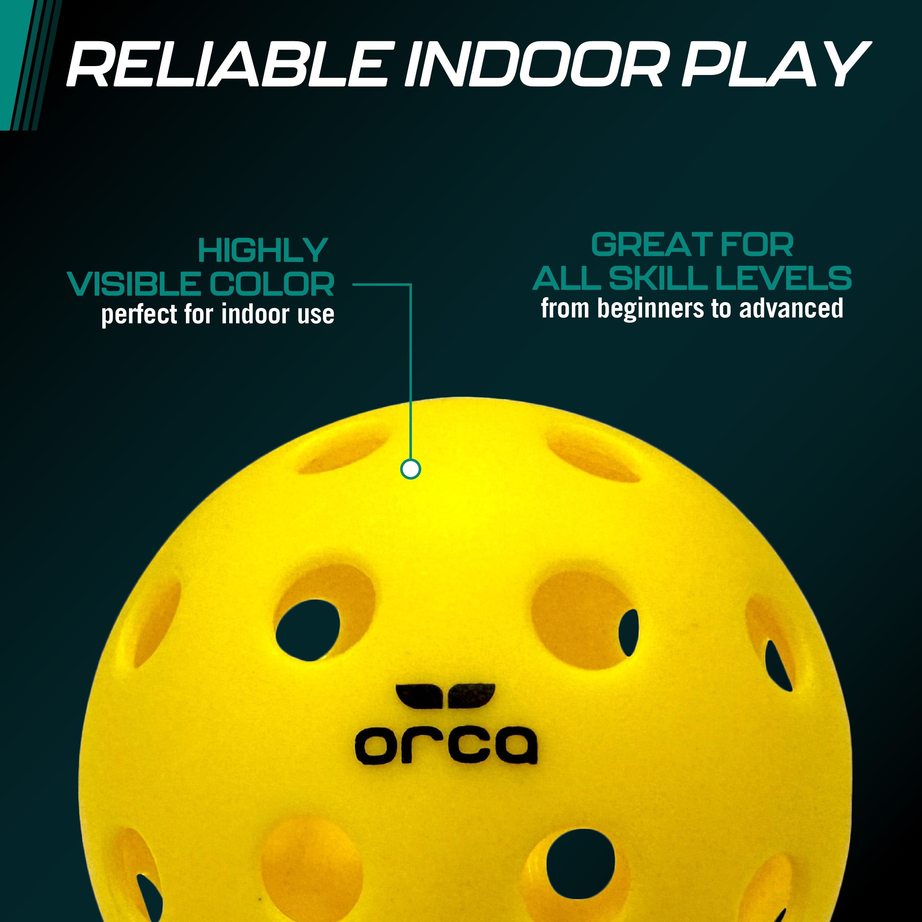 Pickleballs Pi 26, Indoor 6-Pk, USAPA Official Size with 1-Year No-Crack Warranty by Orca
