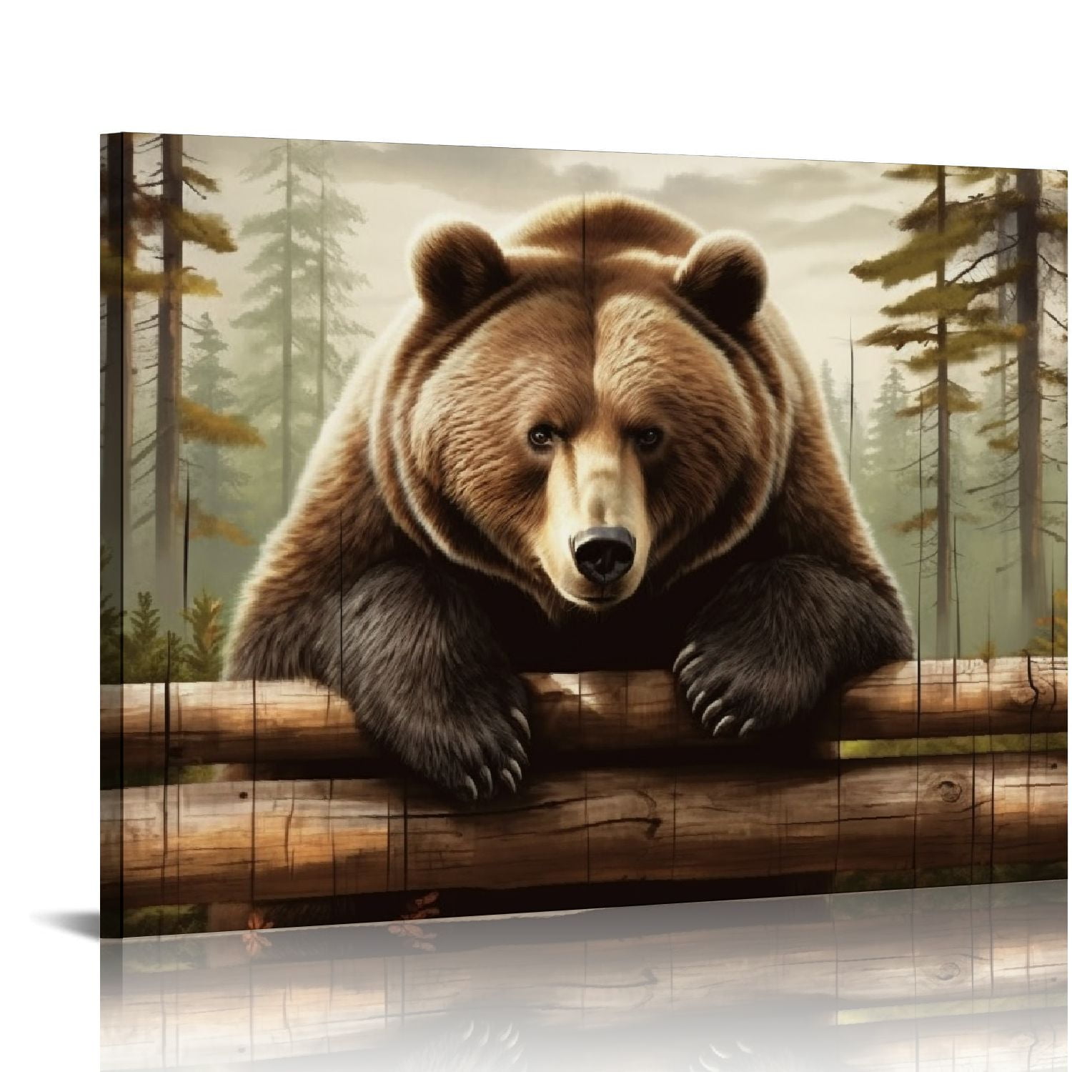BCIIG Rustic Wildlife Wall Art Black Bear Wall Decor Cabin