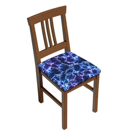 

JUNZAN Blue Lightning1 Print Dining Chair Seat Covers Stretch Fitted Dining Room Upholstered Chair Seat Cushion Cover