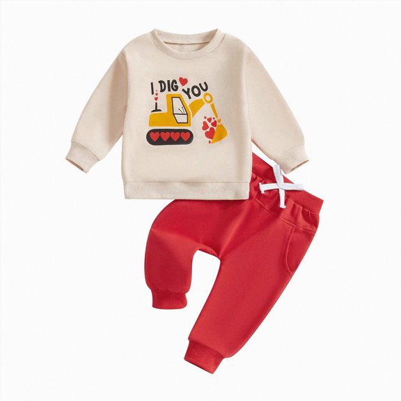 TOWED22 Baby Boy Christmas Outfits Cute Print Long Sleeve Sweatshirt Elastic Pants Infant Newborn Winter Clothes
