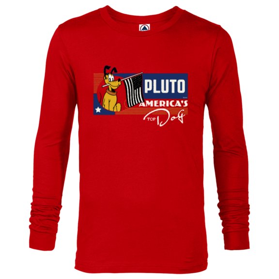 Disney 100 Pluto America’s Top Dog Flag Retro Vintage D100 - Long Sleeve T-Shirt for Men - Customized-New Red