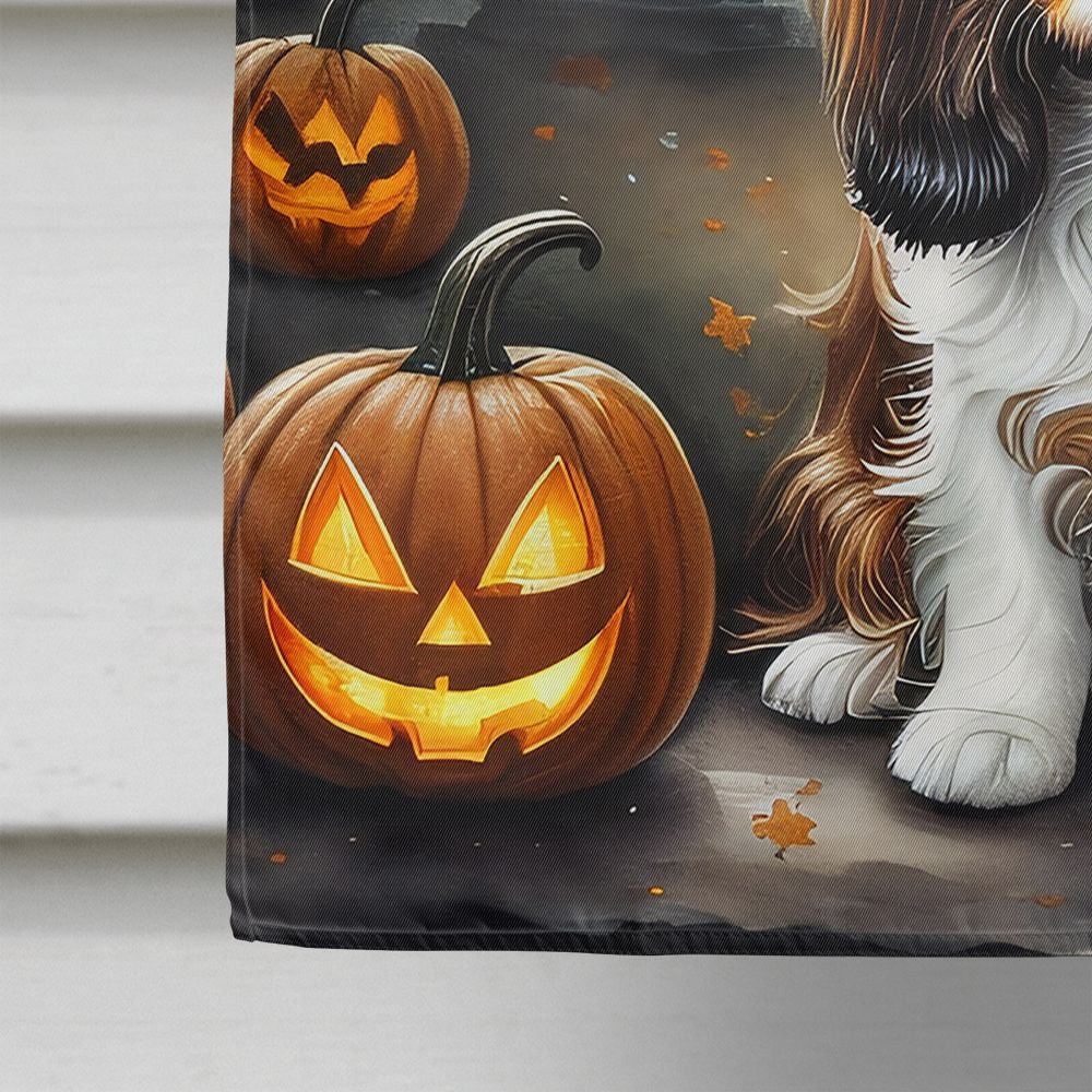 Halloween Cavalier Spaniel Dog House Flag 28x40IN Double-Sided Polyester Decorative Sleeve Pole Flag for Outdoor Home Garden