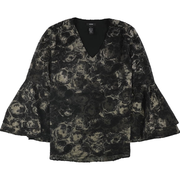Alfani Blusa de punto novedosa para mujer, negro, extragrande