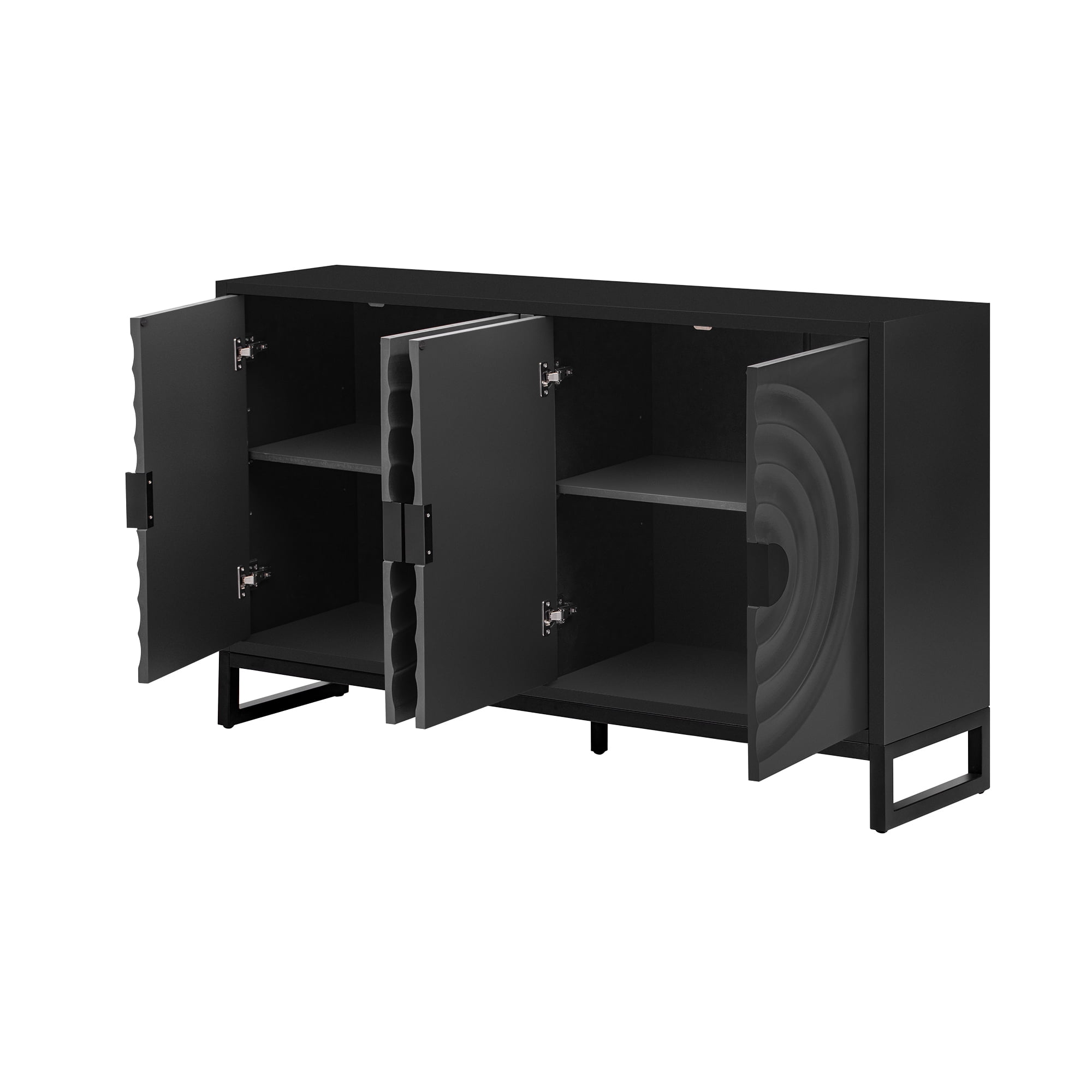 EUROCO 58.2" Sideboard Buffet Cabinet,Large Storage Cabinet with 4 Doors and Adjustable Shelves,Wood Coffee Bar Cabinet for Entryway,Living Room and Study Room,Black