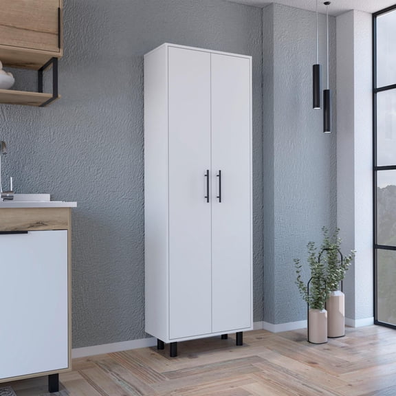 Tuhome Napoles Multistorage Pantry Cabinet with Five Interior Shelves, Double-Door Enclosed