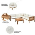 thumbnail image 5 of Harper & Bright Designs Acacia Wood Outdoor Sectional Furniture with Coffee Table, Patio Modular Sectional Sofa Set, Garden L-Shaped Conversation Set with Cushions, Beige, 5 of 14