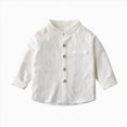 thumbnail image 4 of 1-2T Toddler Kids Boys Long Sleeve Solod Dress Shirt Gentleman School Uniform Tops Fashion Fall Winter Clothes12 Months 2T 3T 4T 5T 6T 7T 8T Little Kids, 4 of 9