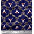 thumbnail image 1 of Soimoi Blue polyester Crepe Fabric Floral & Cow Skull Head Damask Decor Fabric Printed Yard 42 Inch Wide, 1 of 3
