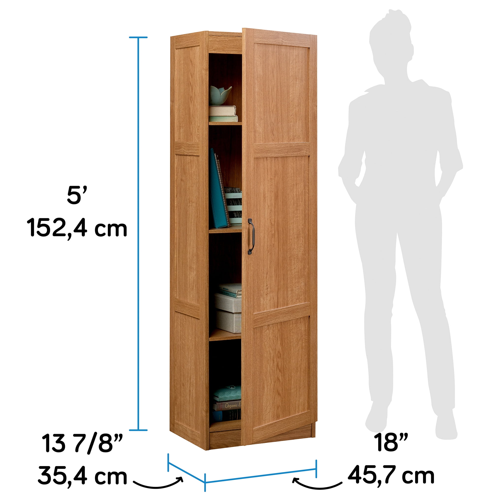 Sauder Miscellaneous Storage Pantry Cabinets, L: 29.61 x W: 16.10 x H: 71.10, Highland Oak Finish