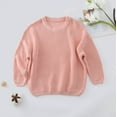 thumbnail image 2 of Girls Sweaters - Kids Crewneck Sweater Fall Winter Knit Top Ribbed Pullover for School Wear & Weekend Activities - Fall SweatersColor:Pink,Size:12-18 Months, 2 of 2