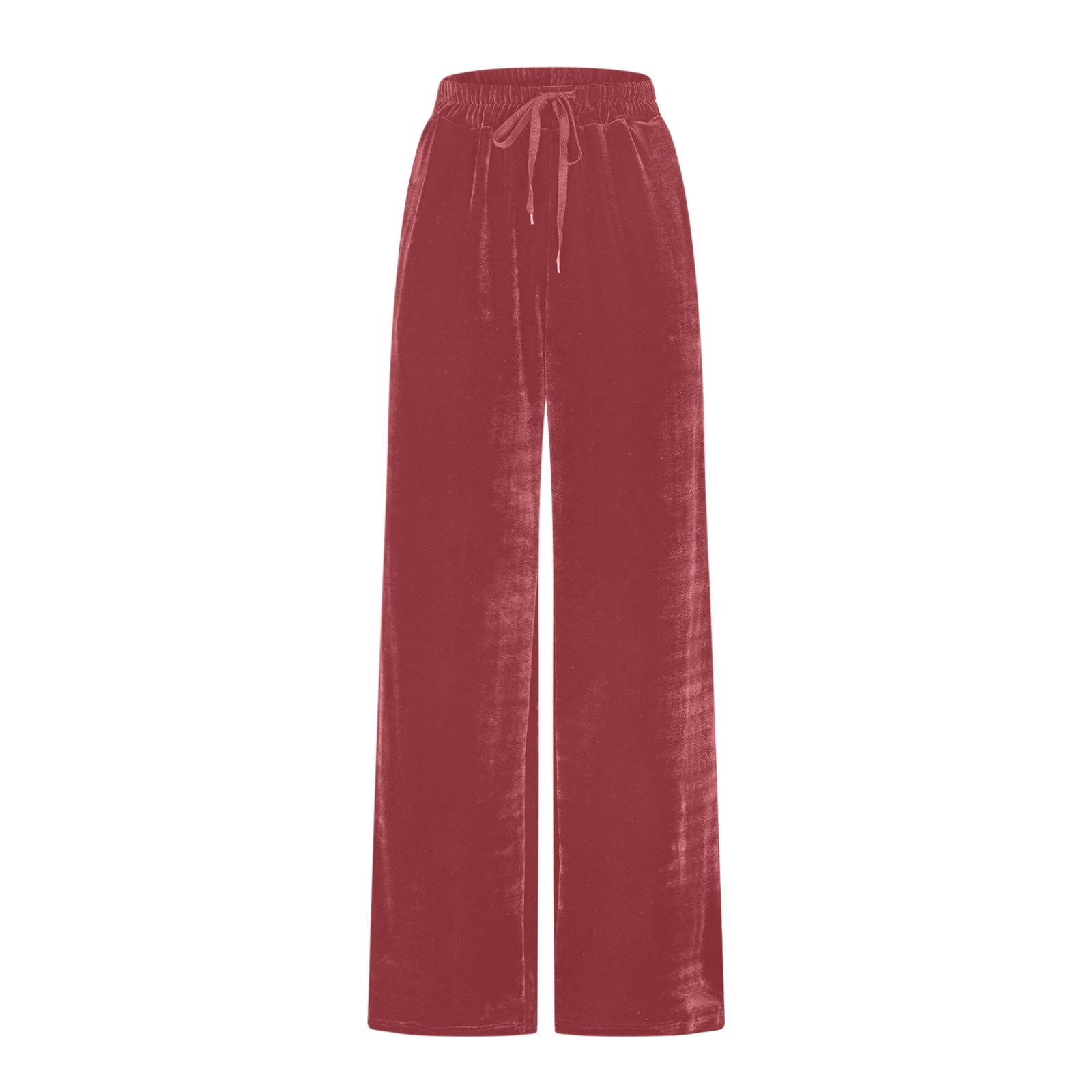 zbxnLI Womens Velvet Wide Leg Pants Vintage Drawstring Pants