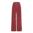 thumbnail image 2 of Lmnyox Women's Lounge Trousers Velvet Straight Leg Drawstring Waist Pants with Pocket Casual Loose Velour Pants, 2 of 6