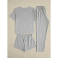 thumbnail image 3 of YUBIKWETE Womens Highland Cow Pajama Set 3 Piece Short Sleeve Top Pants and Shorts Soft Sleepwear Loungewear, 3 of 5
