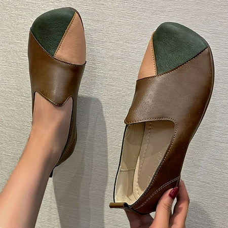 

Cathalem Shoes Casual Sole Soft Retro Matching Flat Mouth Style Shallow Soft Ethnic Color Leather Women s Home Sandals for Women Brown 9