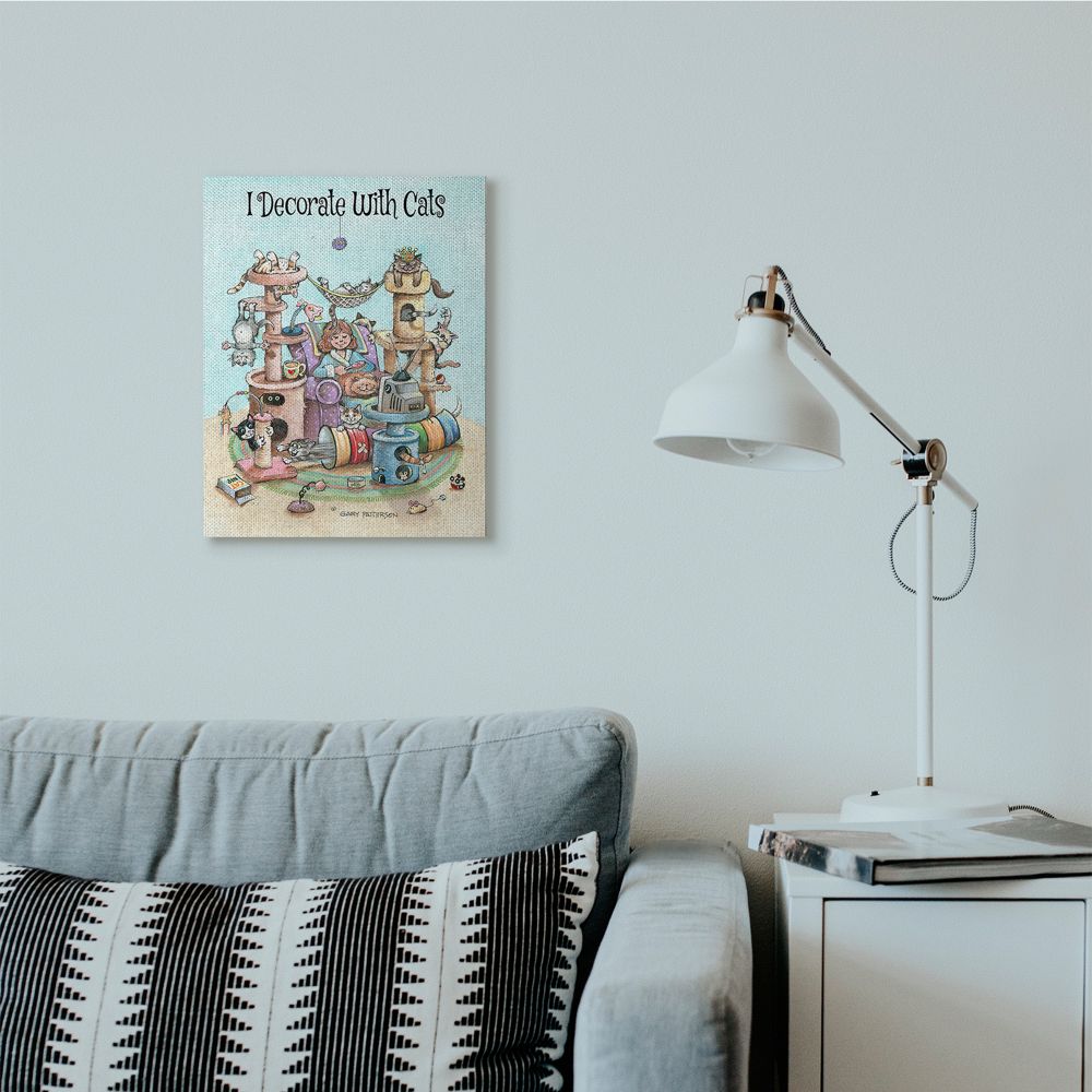 Stupell Industries I Decorate With Cats Funny Cartoon Pet Design Canvas Wall Art by Gary Patterson