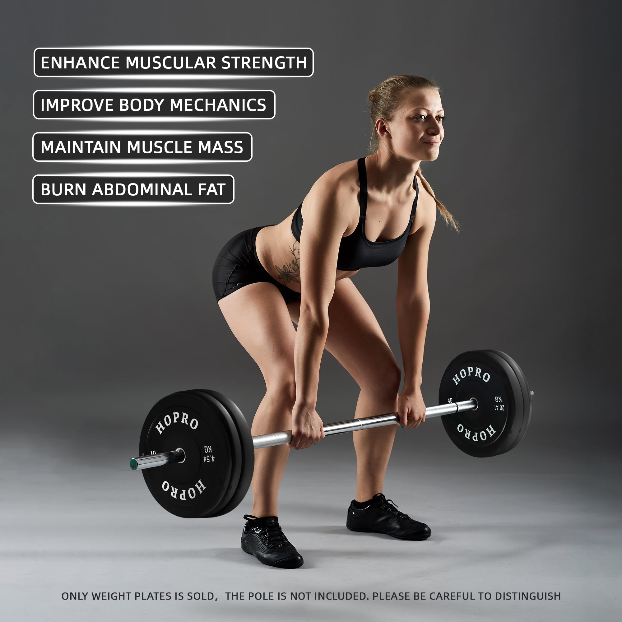 BalanceFrom HOPRO Olympic Bumper Plate Weight Plate with Steel Hub, Black, 25 lbs, Single