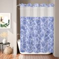 thumbnail image 1 of No Hook Shower Curtain, Purple Ocean Waves Shower Curtains for Bathroom with See Through Top Window, Summer Sea Purple Coastal Waterproof & Washable Bath Curtain Stall 48"x72", 1 of 8