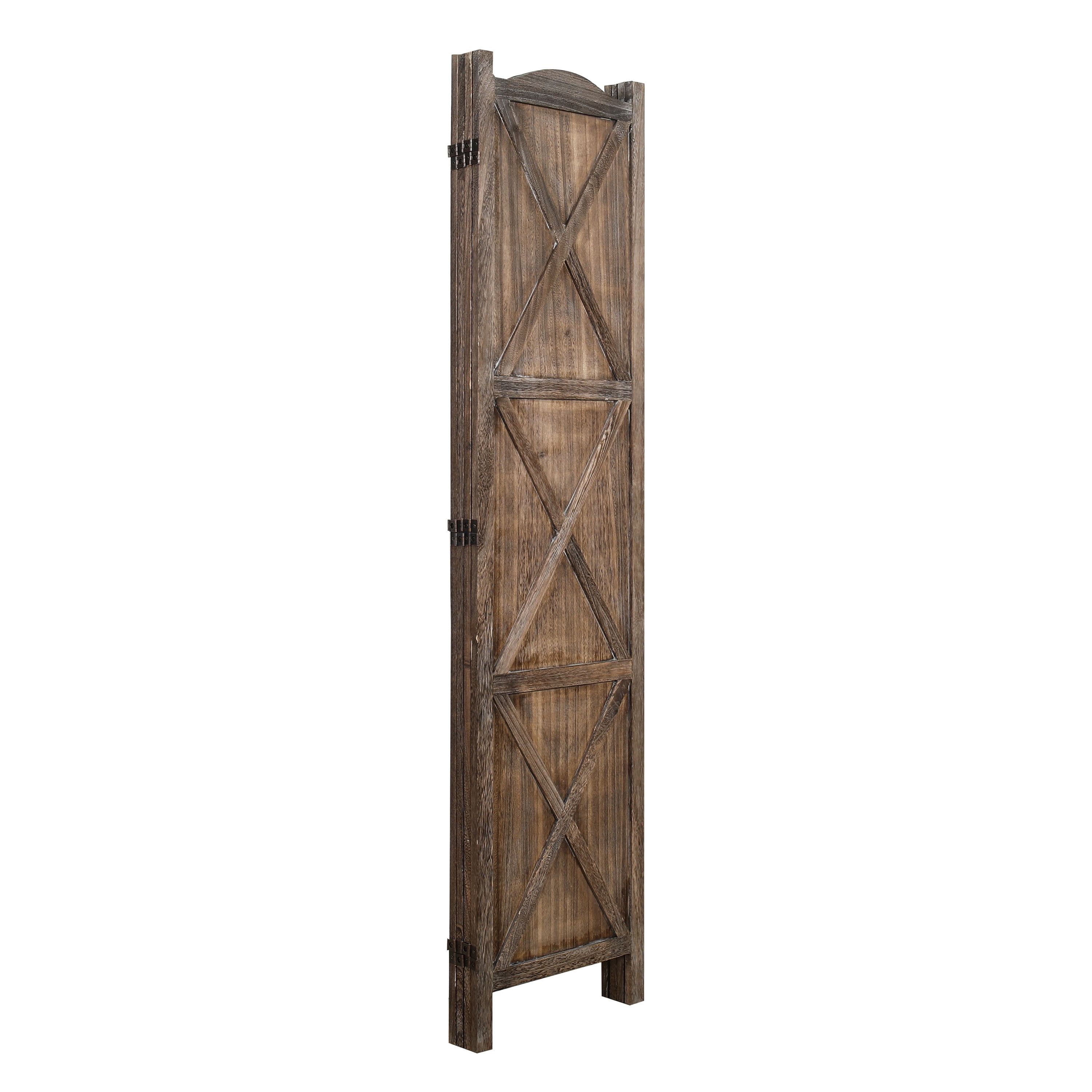 Proman Products Rancho Barn 4 Panel Room Divider FS17192, Folding Screen, Privacy Screen, Room Partition, Paulownia Wood, (Max Extend) 61" W x 0.75" D x 67" H, Rustic Brown