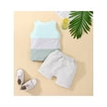 thumbnail image 3 of ALASELEGANTES Toddler Baby Boys Summer Clothes Outfits, 3 6 12 18 24 Months 2T 3T Sleeveless Patchwork Crew Tank Tees and White Straps Shorts Pants 2Pcs Short Suit, 3 of 9