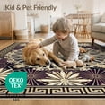 thumbnail image 4 of ODIKA Key Glam Motifs Shimmer Round Symmetrical Border Sparkle Greek Flowing Dynamic Low Profile Flatwoven for Great Room, Indoor Open Concept, Large Living, 4 of 7