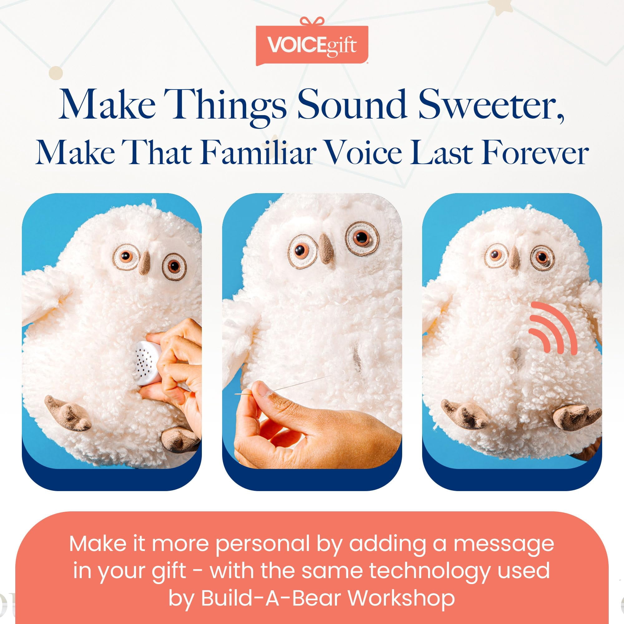VOICEGIFT 60 Second Multi-Message Voice Recorder, Record Custom Messages for Plush Toy, Stuffed Bear Toy, Baby Doll Toy, and Pillow -Pack of 50