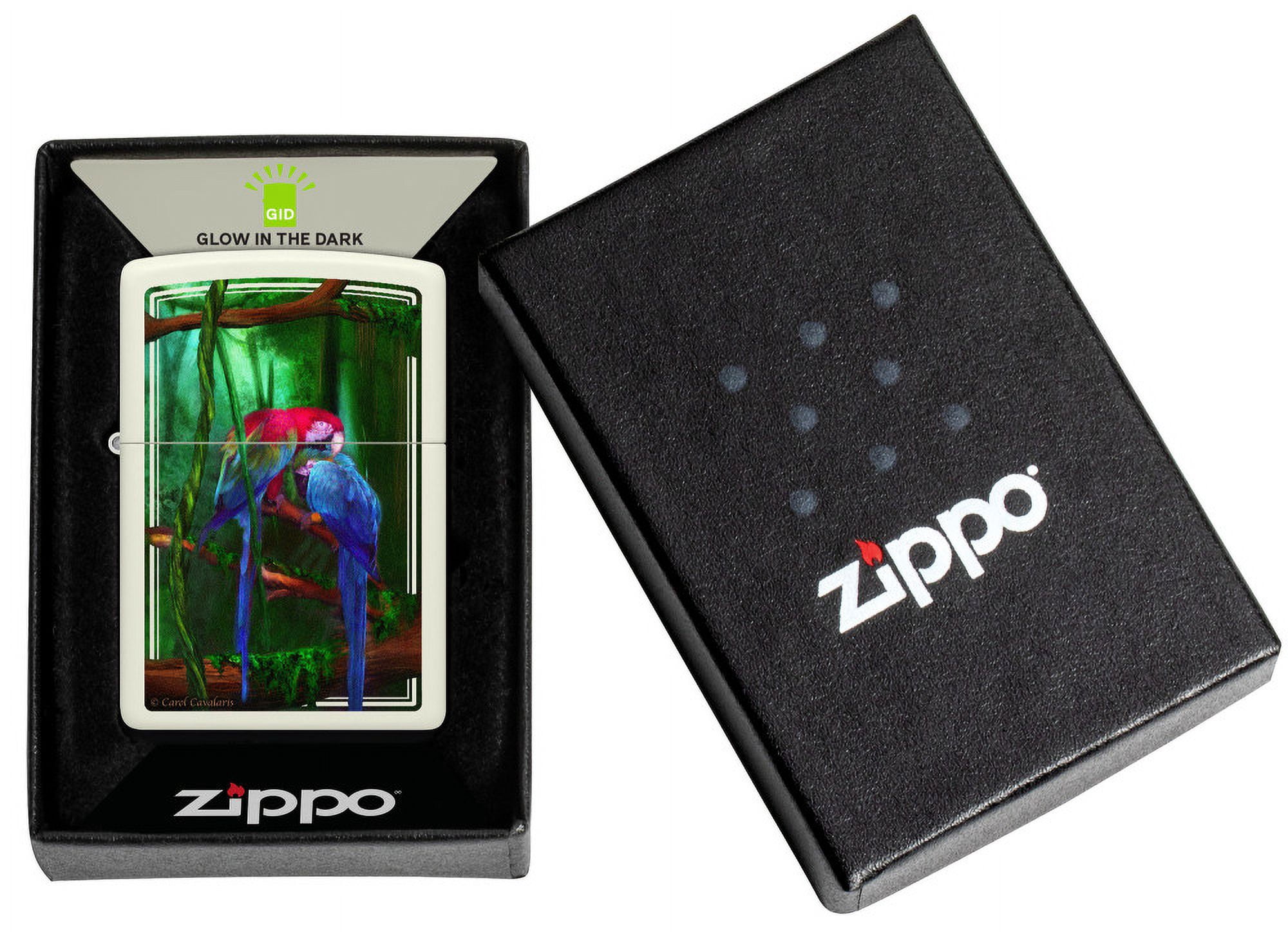 Zippo Glow In The Dark Pocket Lighter - Lightning Design, Windproof & Refillable