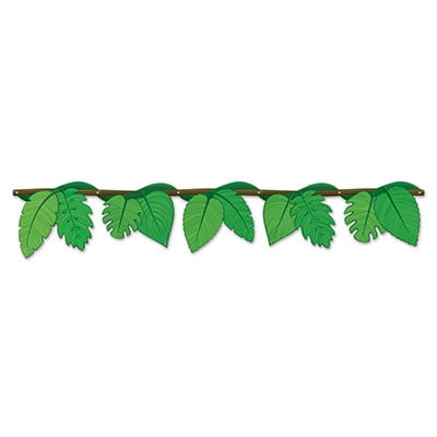 Club Pack of 12 Green Jungle Vine Jointed Streamer Party Decors 4.5'