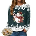 thumbnail image 4 of UngA Christmas Sweatshirts Women Merry Christmas Long Sleeve Xmas Holiday Christmas Lights Pullover Shirts Sweatshirts Women (Dark Green,S), 4 of 7