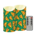 thumbnail image 2 of Pizza Green Pattern Flameless Candles 2 PCS with Remote Realistic Moving Flame LED Tapered Pillar Set for Home Decor, 2 of 7
