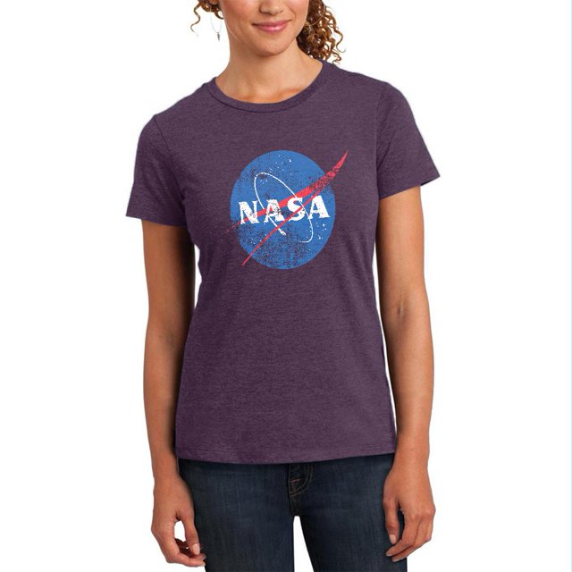 NASA Distressed Logo Womens Soft Heather T Shirt
