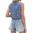 thumbnail image 6 of UTSJKR Womens Summer Cropped Denim Vest, V-Neck Crop Western Jean Vest Top for Women Country Trendy Outfits Light Blue S, 6 of 6