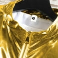 thumbnail image 3 of ZQUUVOU Men's Shiny Shirts Loose Performance Long Sleeved Hooded Casual Jacket (Gold,L), 3 of 6