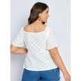 thumbnail image 4 of Lovito Women's Plus Size Sweetheart Neck Lace Up Ruffle Puff Sleeve Blouse, 4 of 7