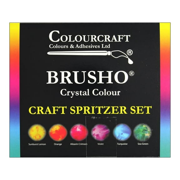 Brusho Crystal Color Set 6 Color Craft Spritzer