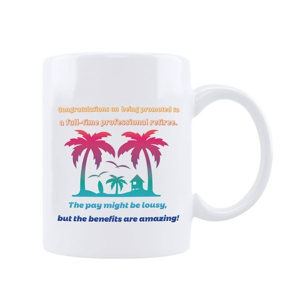 Qiushi Retirement Gifts for Man Women Ceramic Coffee Mugs White 11oz