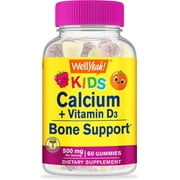 WellYeah Calcium 500mg + Vitamin D3 1000 IU (25 mcg) Gummies for Kids - Bone Health and Muscle Supprt, Immune Support Gummy, Non GMO, Gluten Free, Mix Fruit Flavors - 60 Gummies Supplement