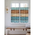 thumbnail image 2 of Farmhouse Light Blue Brown 2 Panel Kitchen Curtains for Windows, Vintage Wooden Striped Bathroom Privacy Curtain, Home Décor Window Treatment for Bedroom/Living Room 55"x45", 2 of 6