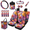 Colorful Dahlia Print, variant on Chririnla Horse & Sunflower Decoration with Geometric Borders Automobile Seat Cover Sets, with Car Seat Covers Car Safety Belt Pad Water Cup Pad Car Organizer Bag Car Rear View Mirror Cover