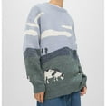 Lolmot Mens Cow Grassland Sweater Vintage Oversize Knitted Sweater Long