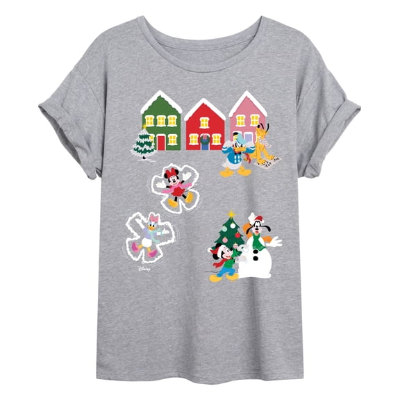 Disney - Mickey Christmas - Juniors Oversized Graphic T-Shirt