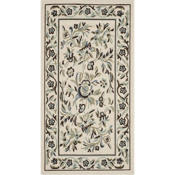 SAFAVIEH Veranda Tollan Floral Indoor/Outdoor Area Rug, 2'7" x 5', Cream/Green