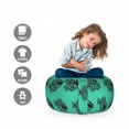thumbnail image 2 of Blue Nautical Storage Toy Bag Chair, Sea Bottom Animals Fish with Round Spots in Monochrome, Stuffed Animal Organizer Washable Bag, Large Size, Charcoal Grey Sea Green, by Ambesonne, 2 of 3