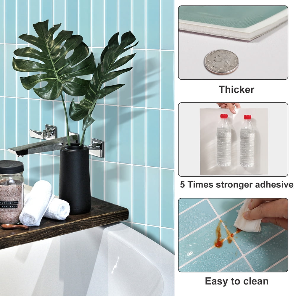 Clever Mosaics Self Adhesive Vinyl Decal Premium Finger Tile Backsplash for Kitchen Bathroom (10-Sheet)