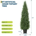 thumbnail image 2 of 2 Pack Outdoor Artificial Topiary Cedar Trees - UV Resistant Faux Plants for Porch, Garden, Wedding Decor - 3/4/5 Ft Realistic Fake Evergreen Shrubs in Cement Base, 2 of 8