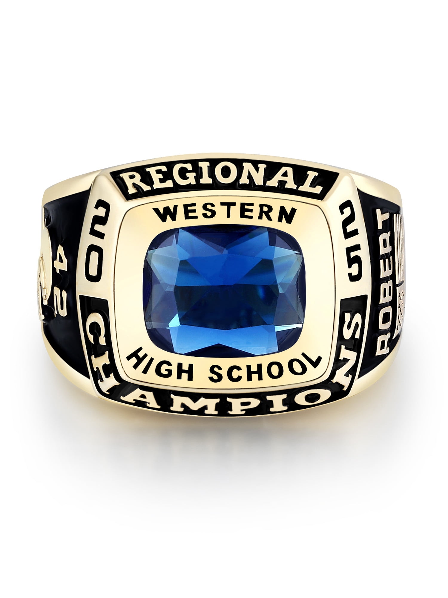 Mementos PJM Custom Men's Class Rings Sterling Silver for High School College-Gold-Champion