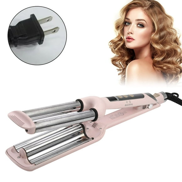 Beach Wave Curling Iron 3 Barrel Deep Hair Waver Ceramic Waving Wand Beachy Crimper Hair Iron Adjustable Heat Dual Voltage
