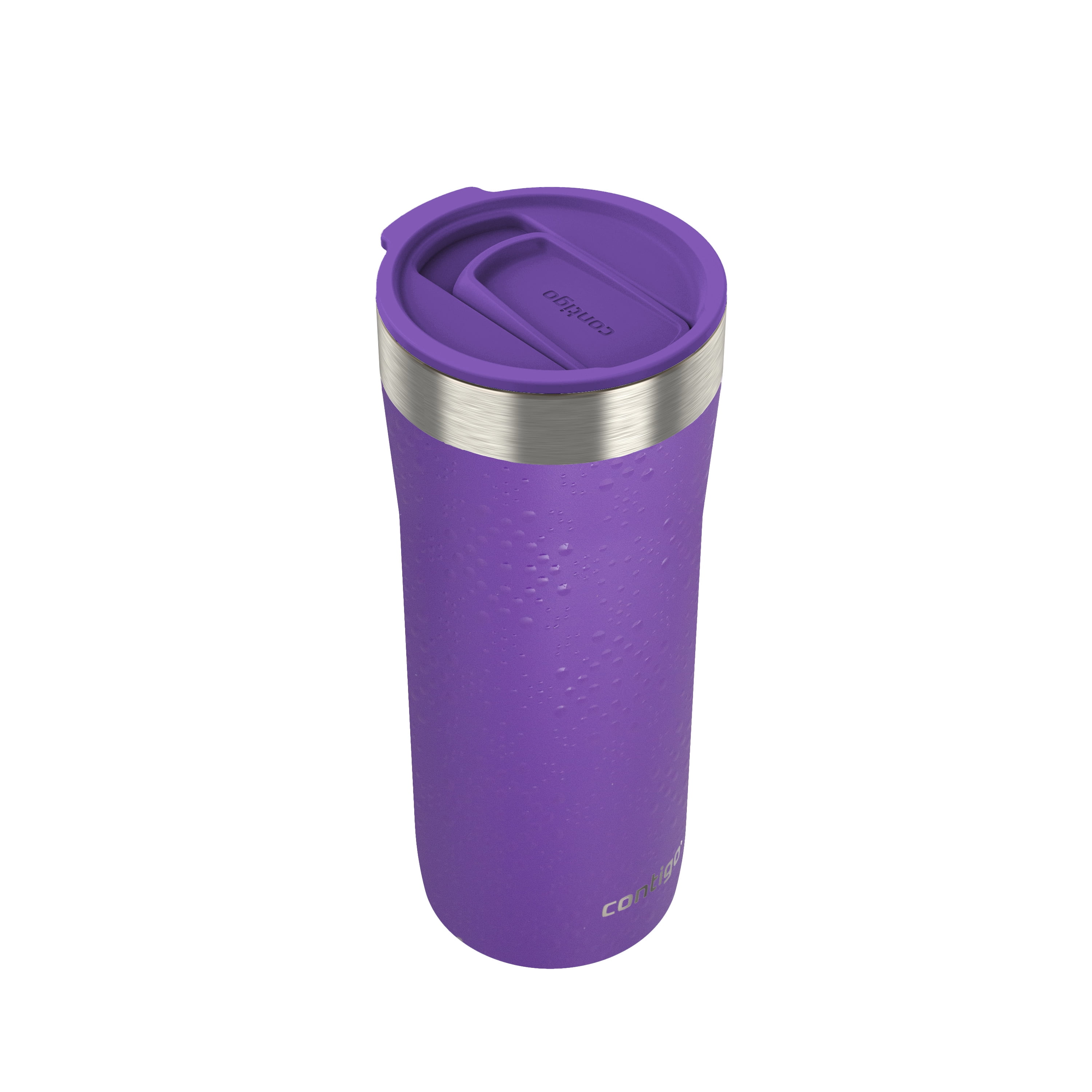 Contigo Streeterville Tumbler, Includes Plastic Straw and Splash-Proof Lid, Vacuum-Insulated, Stainless Steel, 24 oz (709 ml), Light Stone & Violet Dots, 2 Pack, BPA-Free