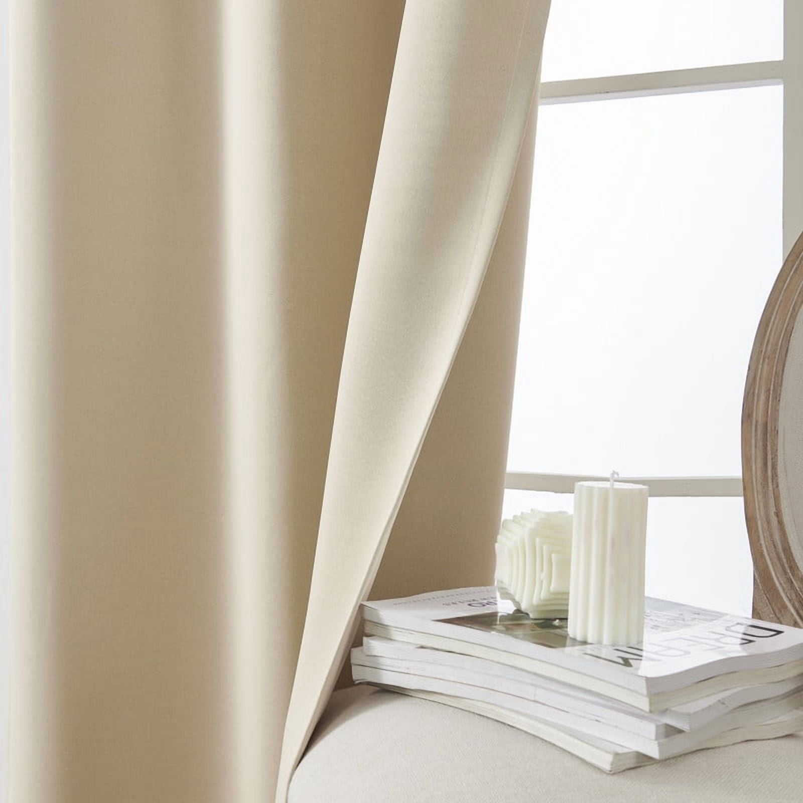 Utopia Alley Solid Blackout Window Curtains for Bedrooms and Living Rooms, Polyester Curtains, 2 Panels Set (52" W × 96" L, Beige)