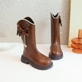 thumbnail image 5 of BOBOGOJP Toddler Girls Riding Boots, Lace up Knee High Low Heel Zipper Fall Winter Shoes Brown for Size 10.5, 5 of 7