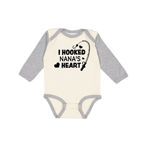 Inktastic I Hooked Nana's Heart with Fishing Rod Boys or Girls Long Sleeve Baby Bodysuit